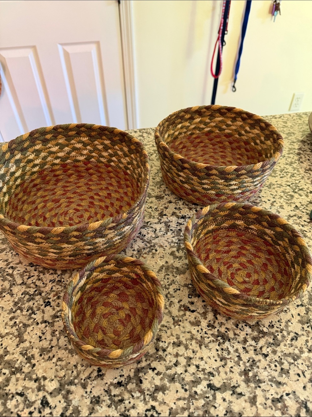 Woven Multicolor Decorative Storage Bowls Trivets- Set of 4